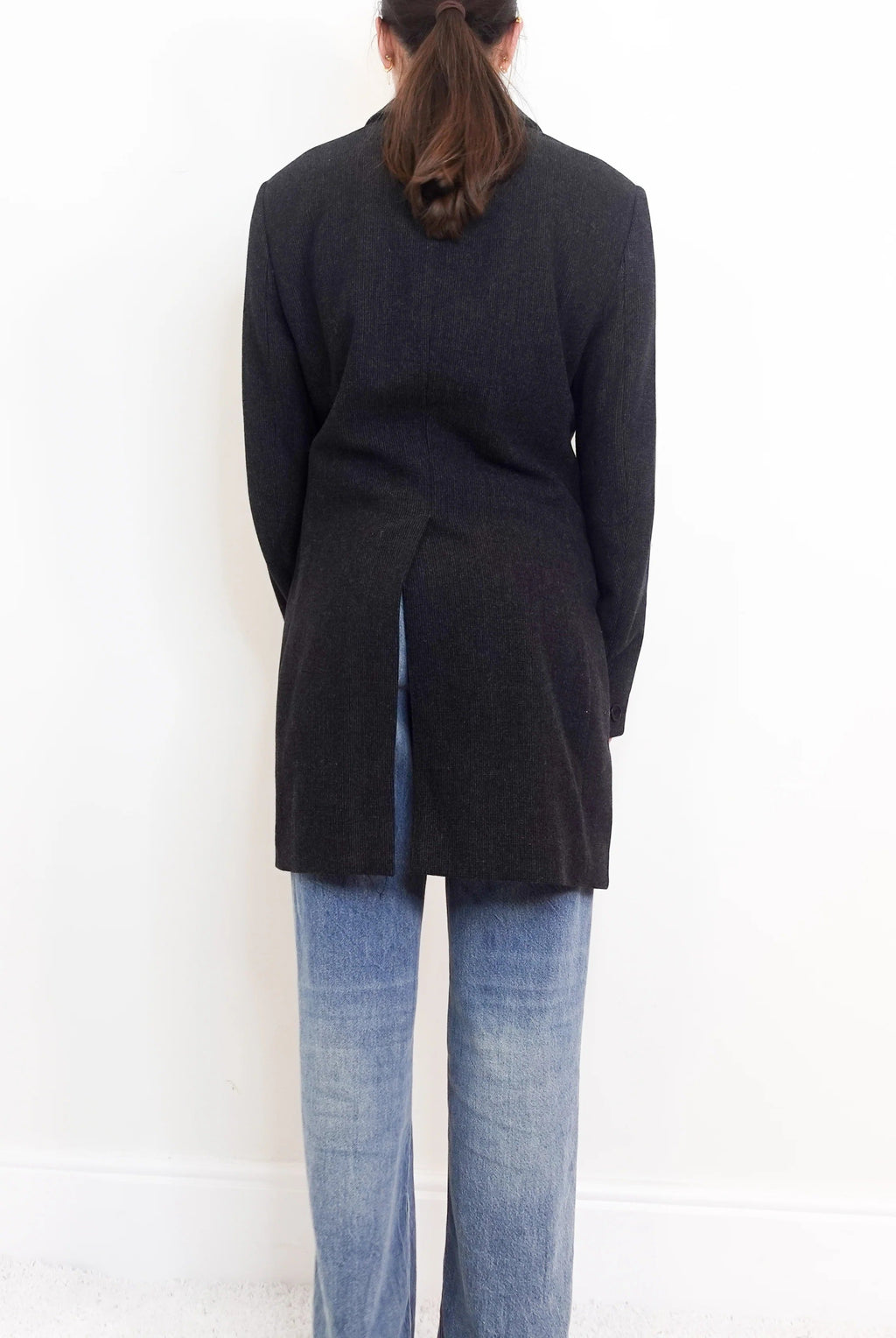 All Saints Black Plaid Coat